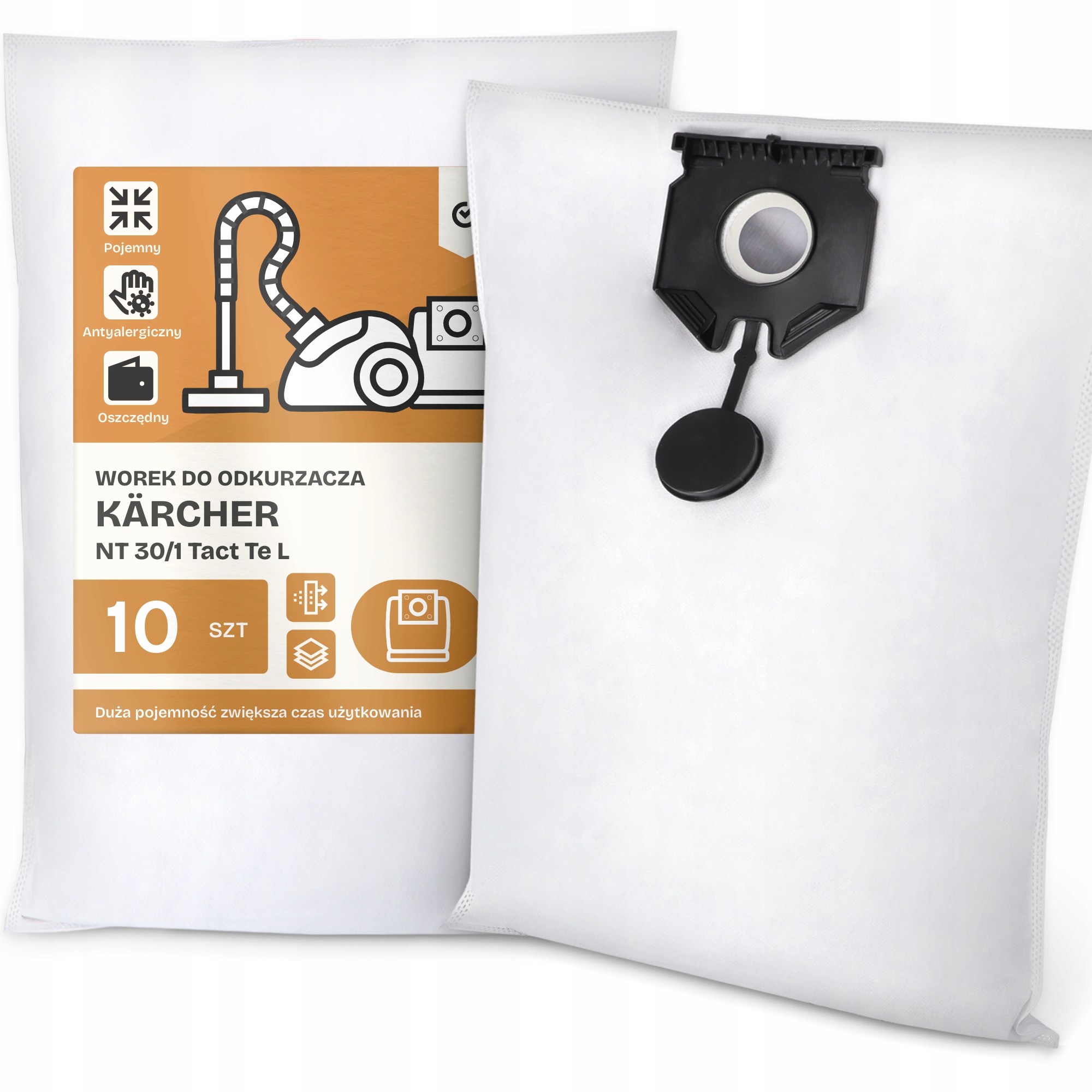 10 x Sáček Do Vysavače Kärcher Nt 30/1 Tact Te L Syntetický Odolný Wo G9