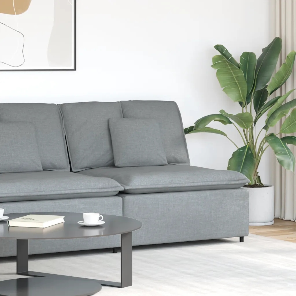 Modulární středový modul pohovky s polštáři světle šedá 100 cm Šedá 4104417