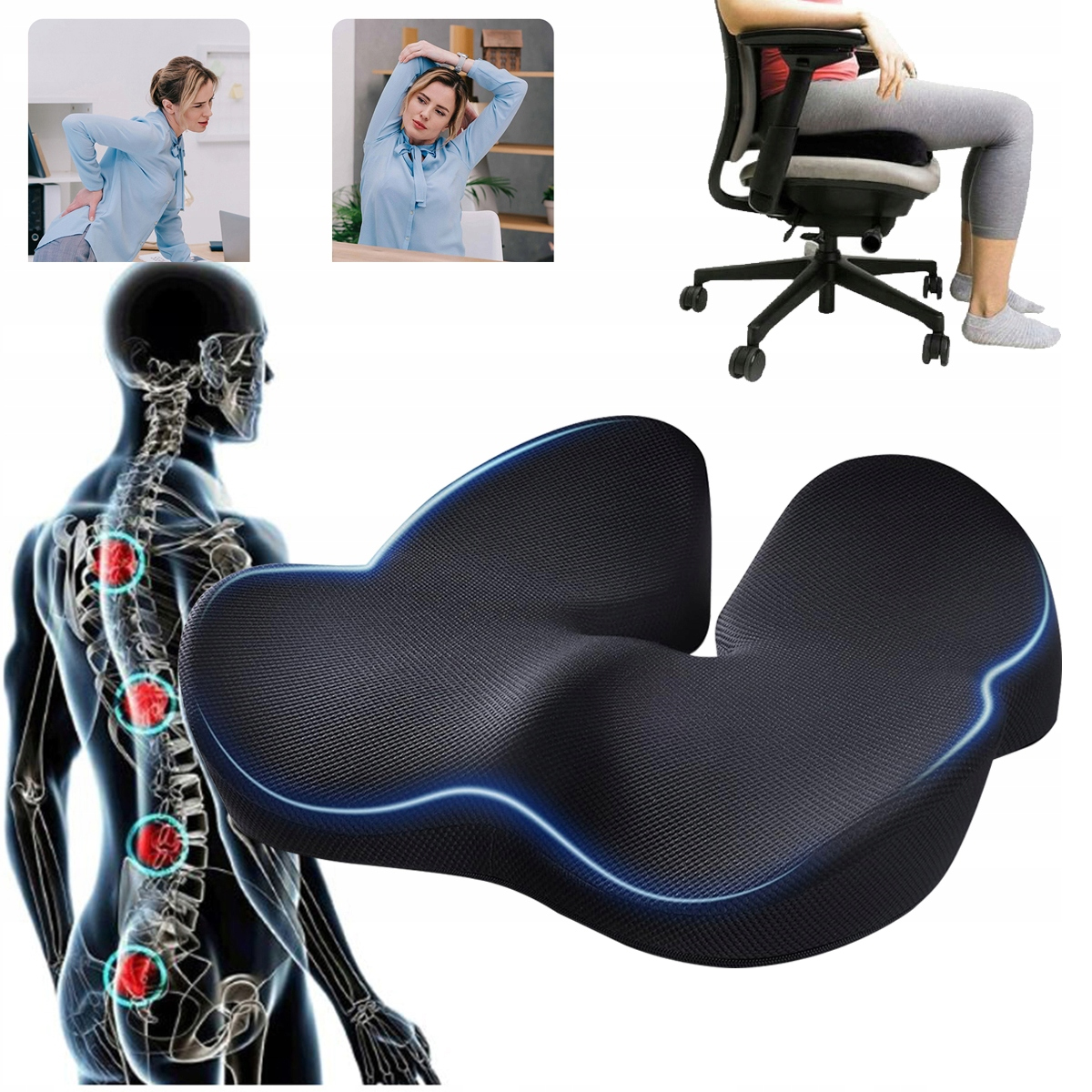 Poduszka Ortopedyczna Na Krzesło Fotel Do Siedzenia Do Samochodu 46 x 41cm