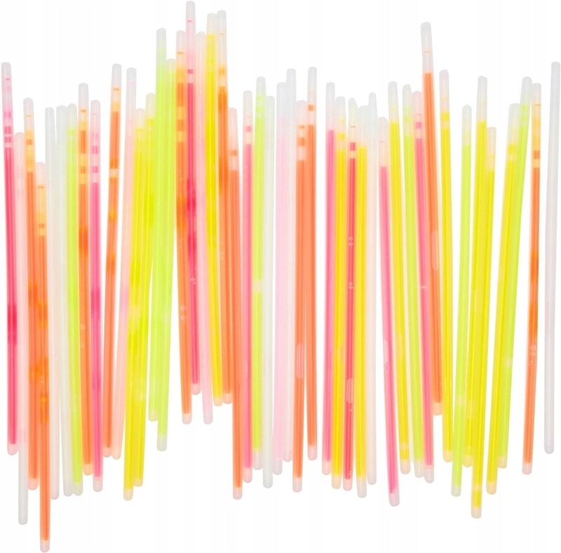 Świecące Bransoletki Opaski Patyki Fluorescencyjne 100 Pałeczek Świetliki