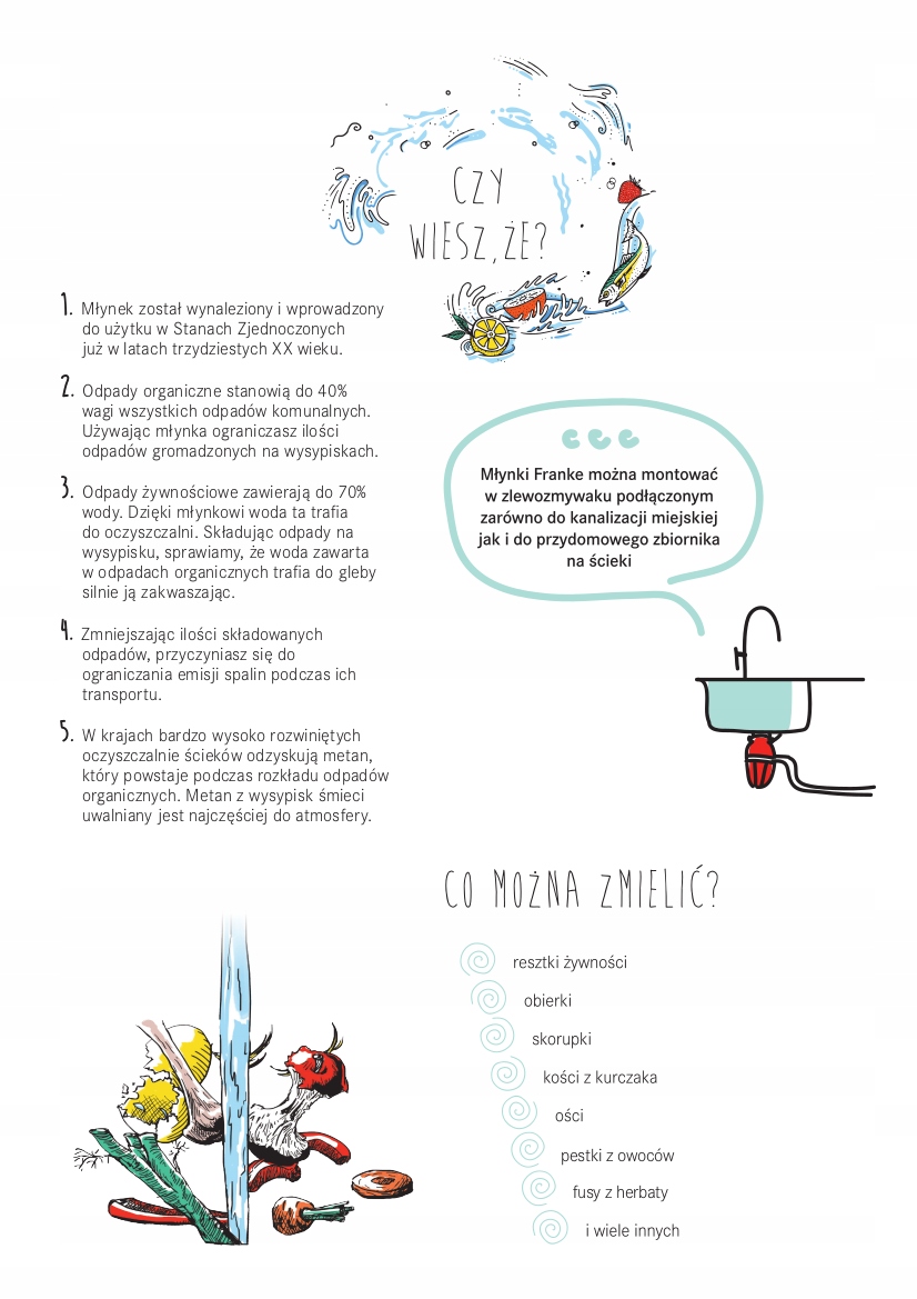 MŁYNEK DO ODPADÓW FRANKE ELITE TE-75S SLIM +CZARNY PRZYCISK +SYFONY+ GRATIS Moc 0.75 kM