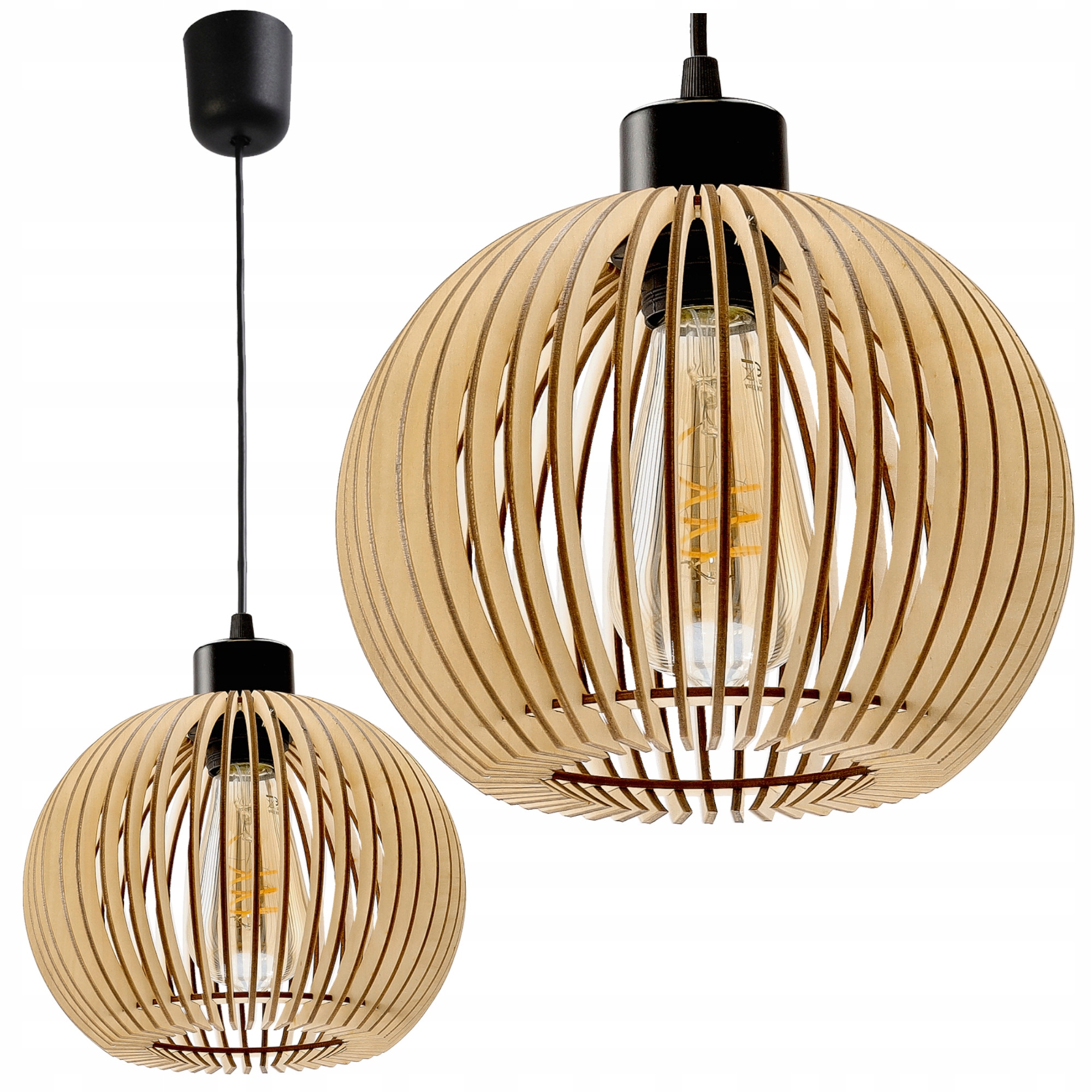 

Lampa Sufitowa Wisząca Drewniana 1xE27 Kula Luca