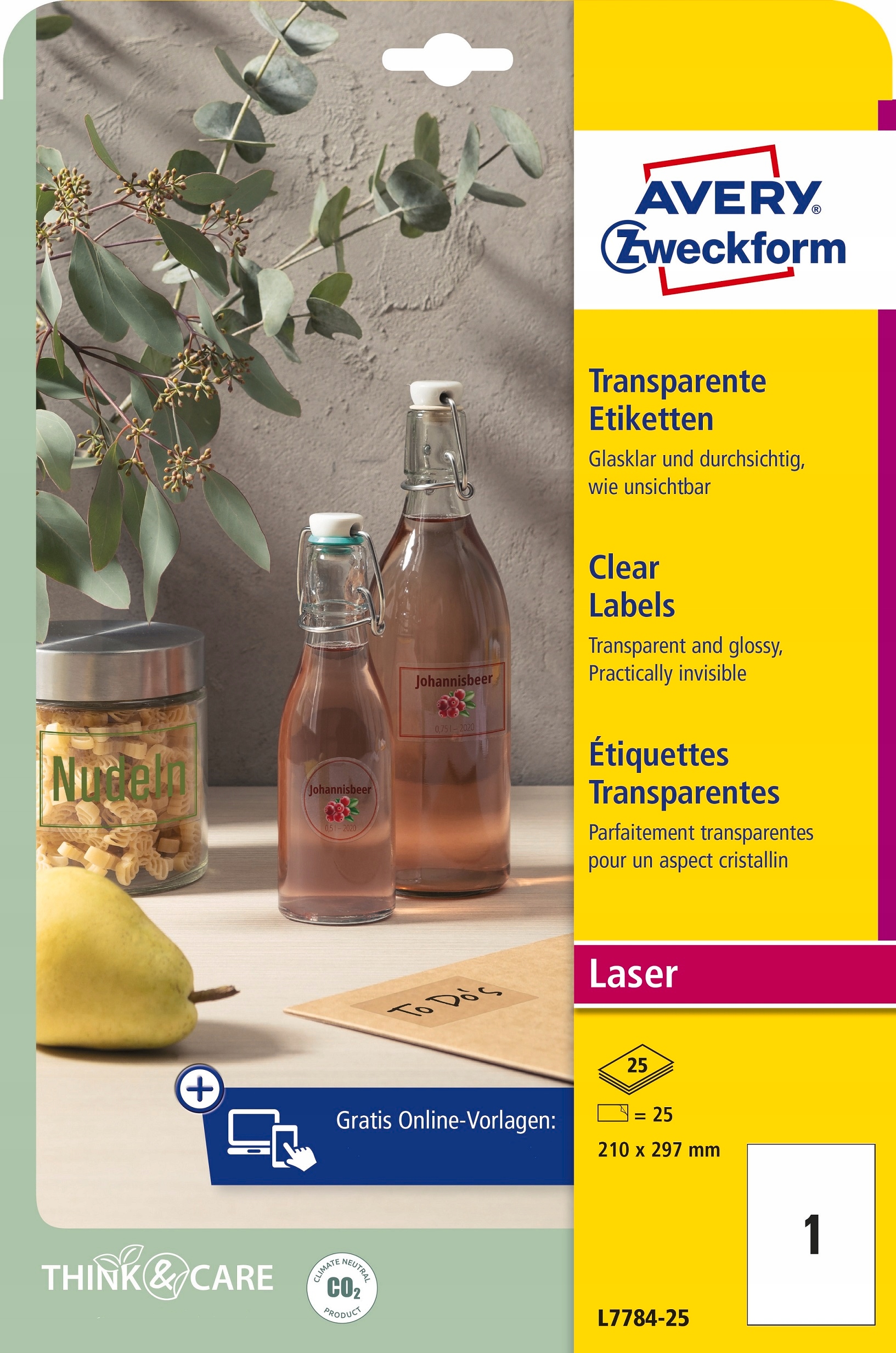 Etykiety samop. A4 Avery [25] 210/297 przeźr.CC