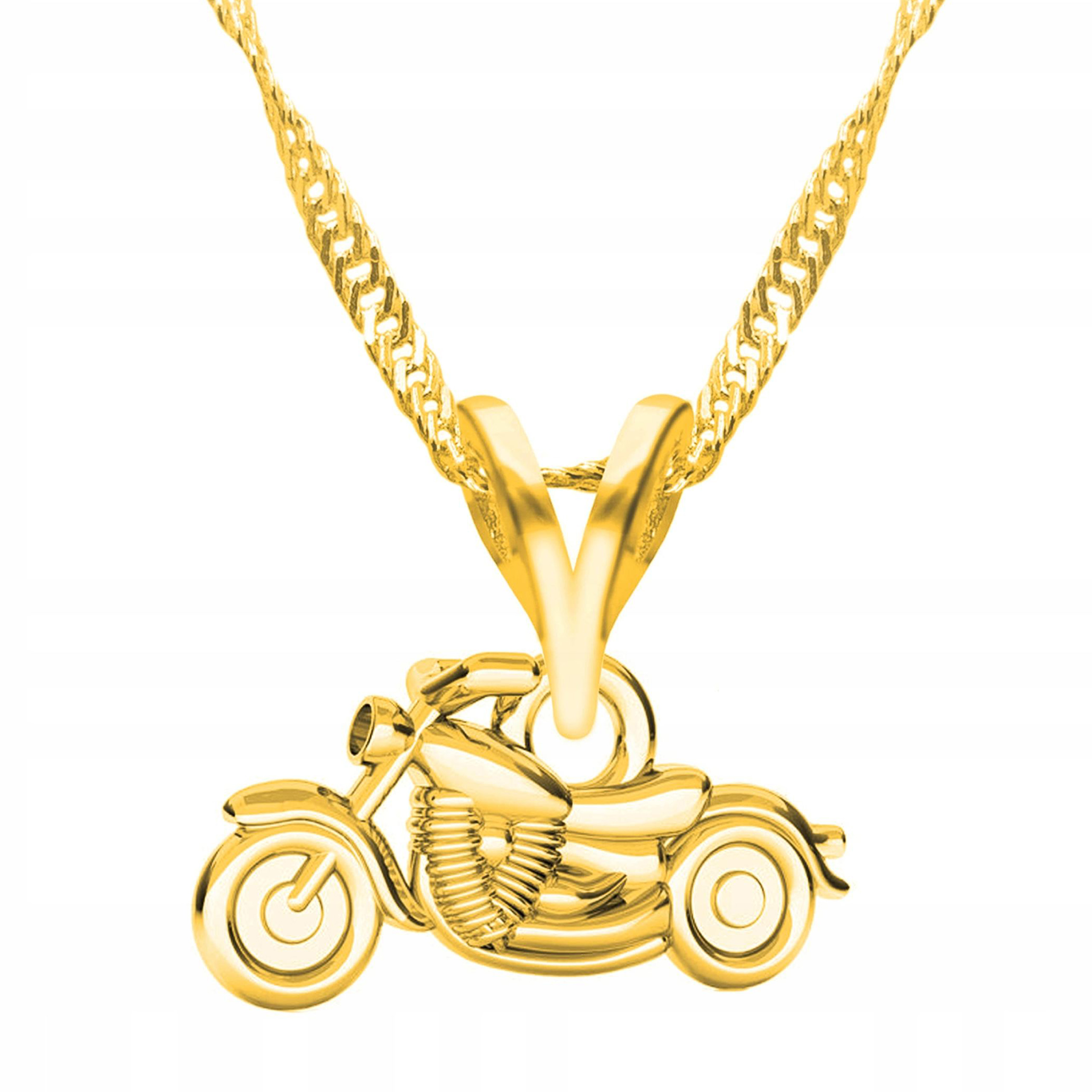 Zlatý náhrdelník Motocykl Harley Motorek s Motorem Bike Stříbro 925