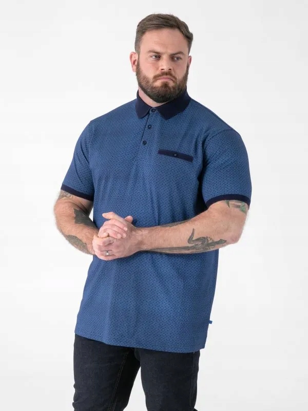 Tričko Pánské Polo Modré MURRAY-D555 Velké Velikosti 3XL