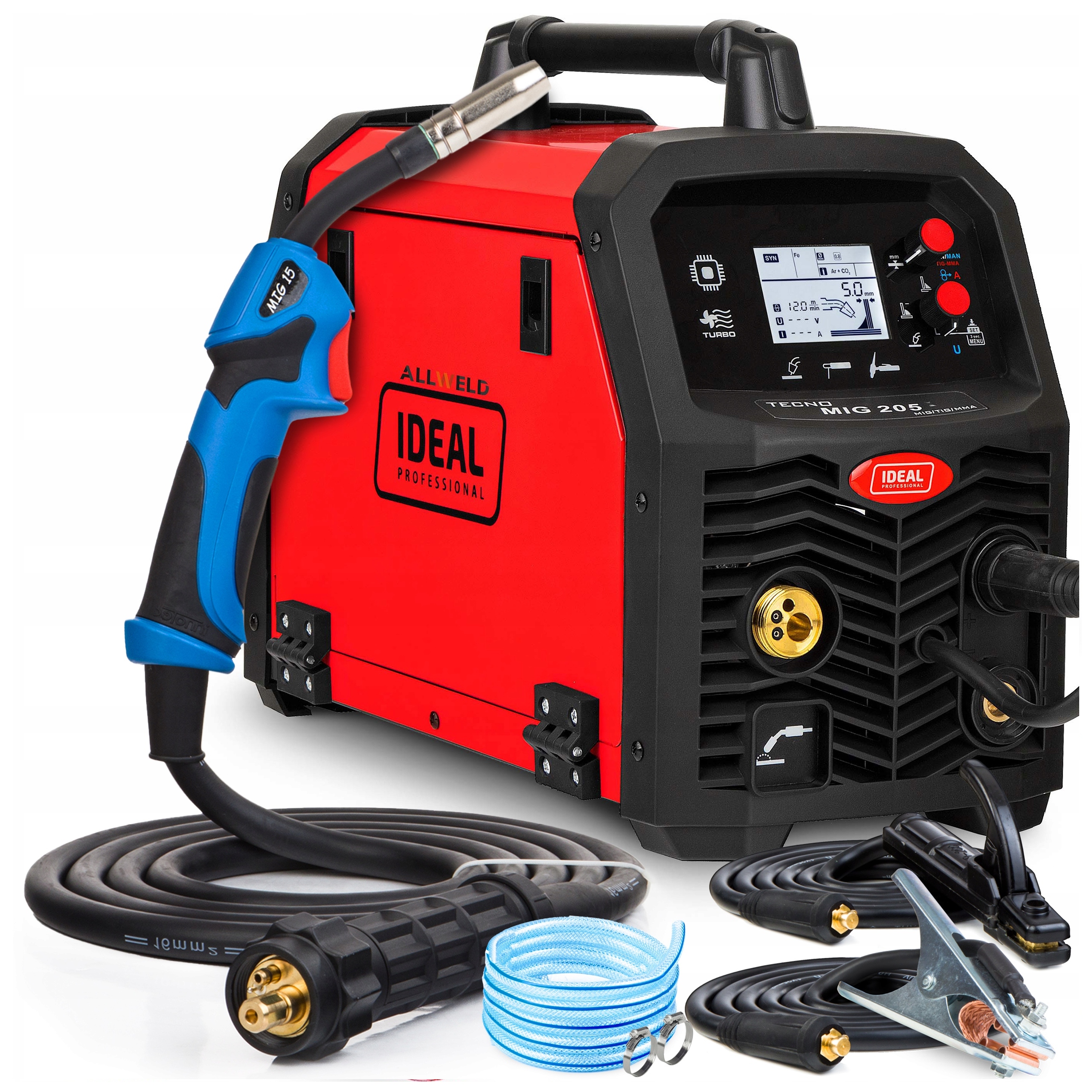 Invertorová Svářečka Ideal Tecno Mig 205 LCD Synergie Hliník Igbt 200A