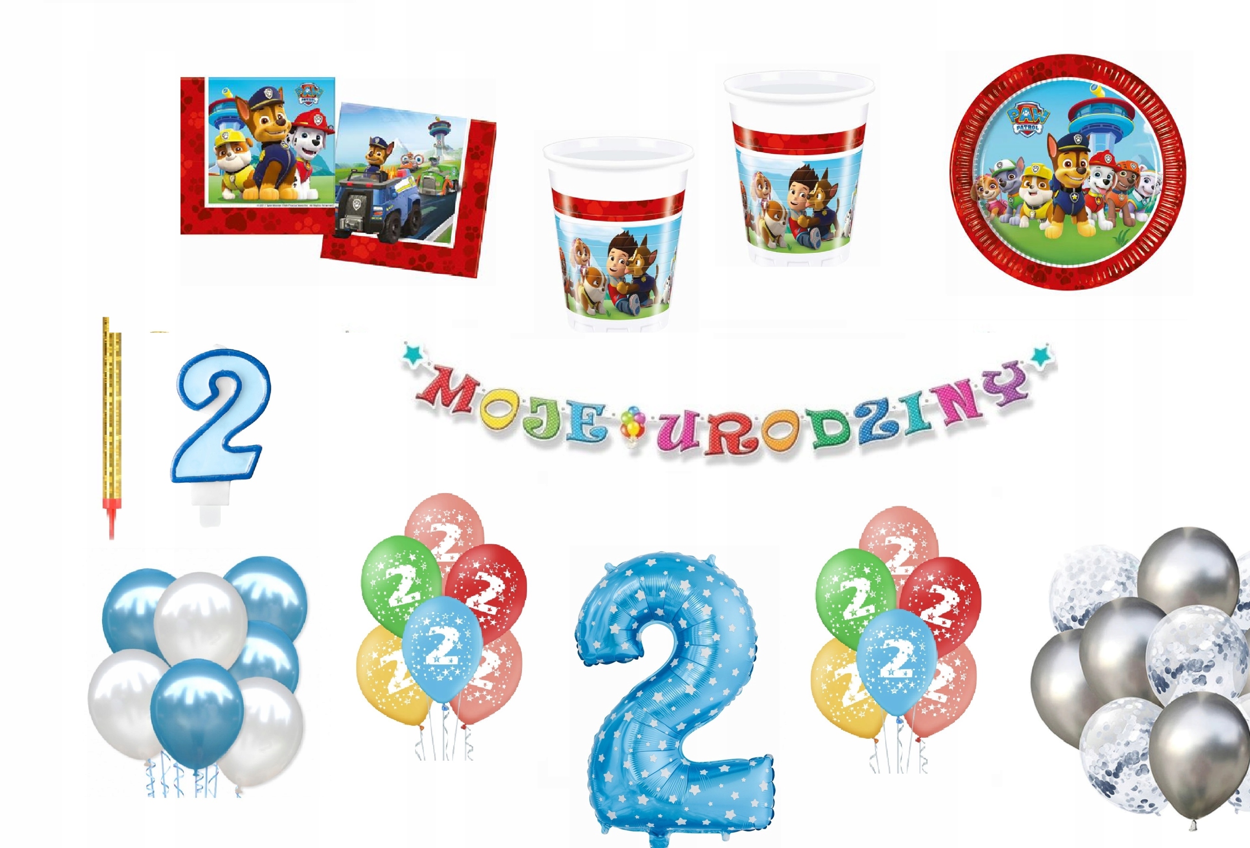

Zestaw Psi Patrol 2 Urodziny Balony
