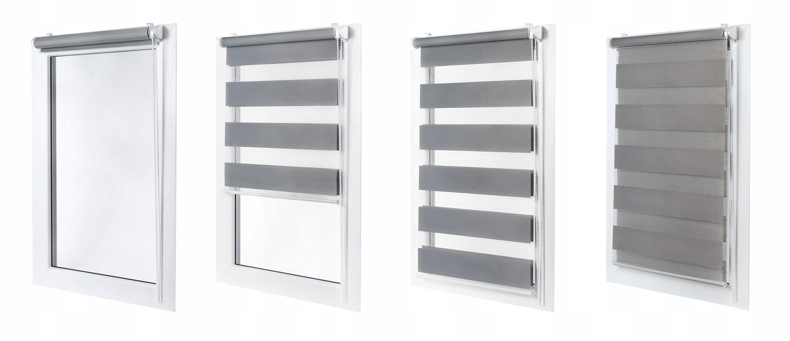 ROLETA ROLETY DZIEŃ I NOC 82 x 150 CM NAPINACZ SZARY BIAŁY CZARNY i INNE Marka inna