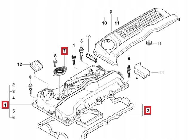 POKRYWA ZAWORÓW BMW E90 +uszczelka 11127555212 N46 Numer katalogowy części NTYPOK-001