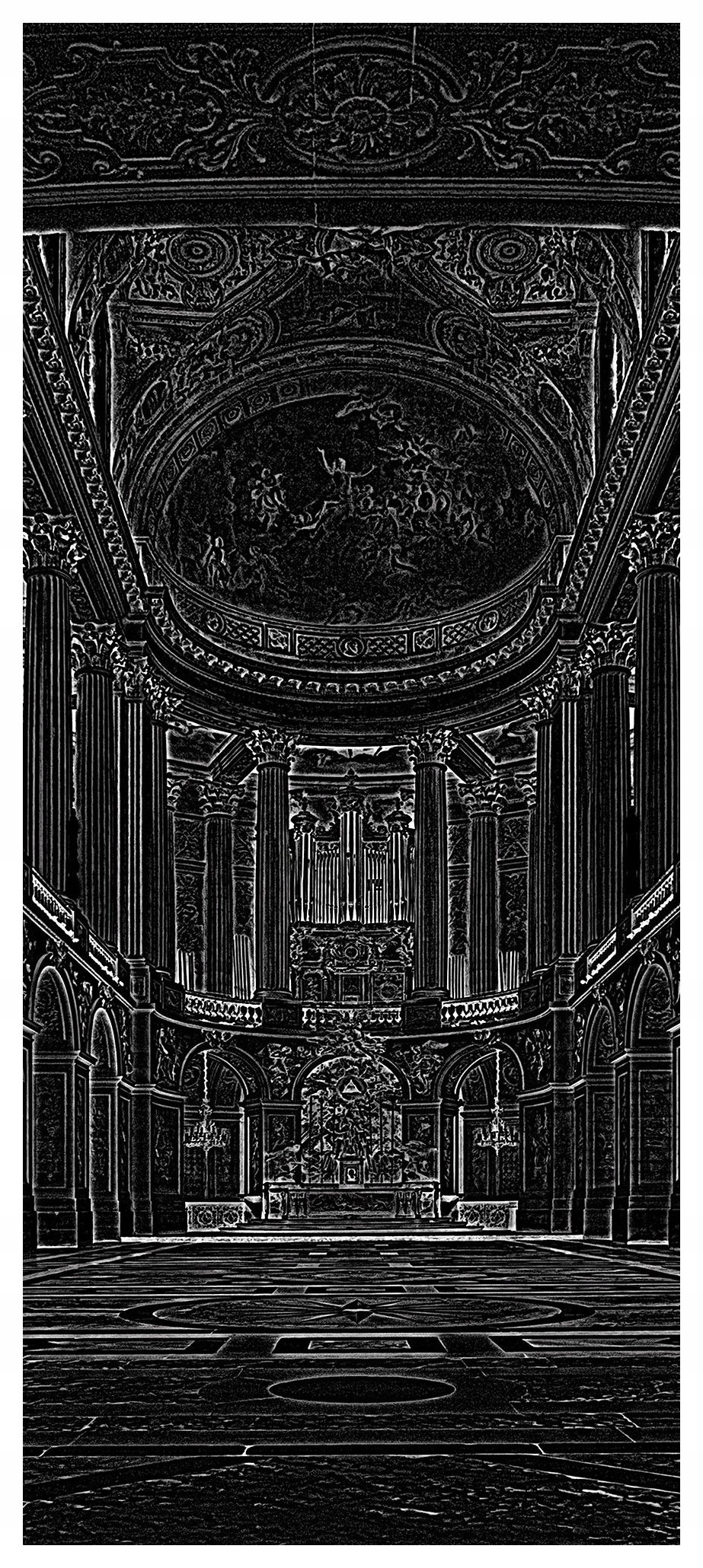 Samolepka Fototapeta Baroko v kostele sloupy perspektiva elegantní 91x211