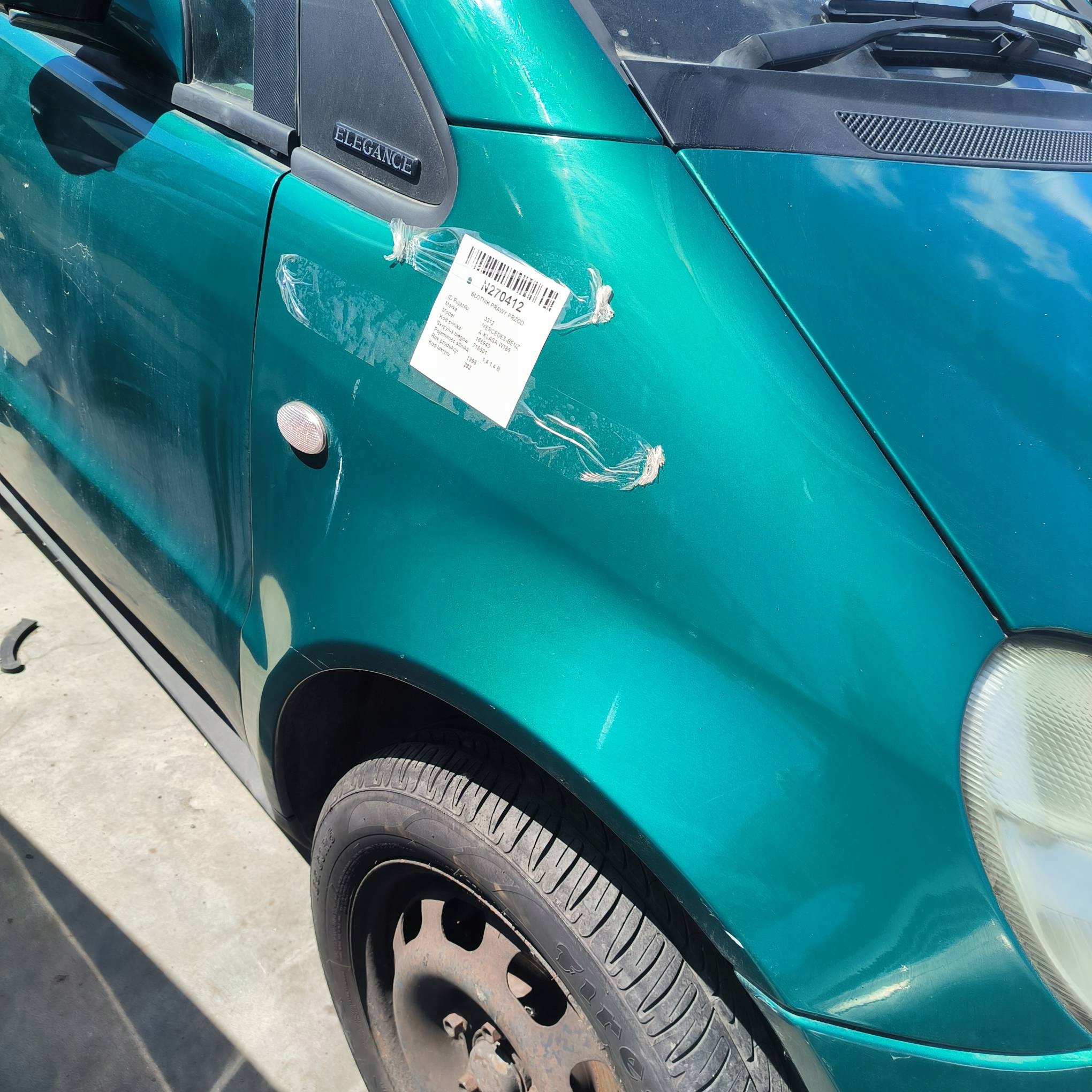 fender right front 282 MERCEDES-BENZ A-KLASA W168