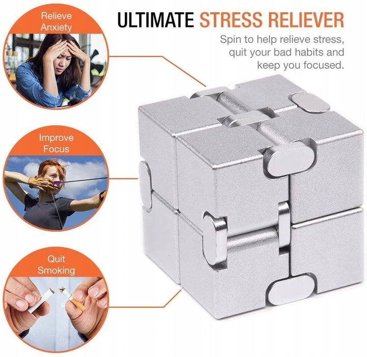 Fidget Cube Toy Infinity Metal Stress Relief Wiek dziecka 5 lat +