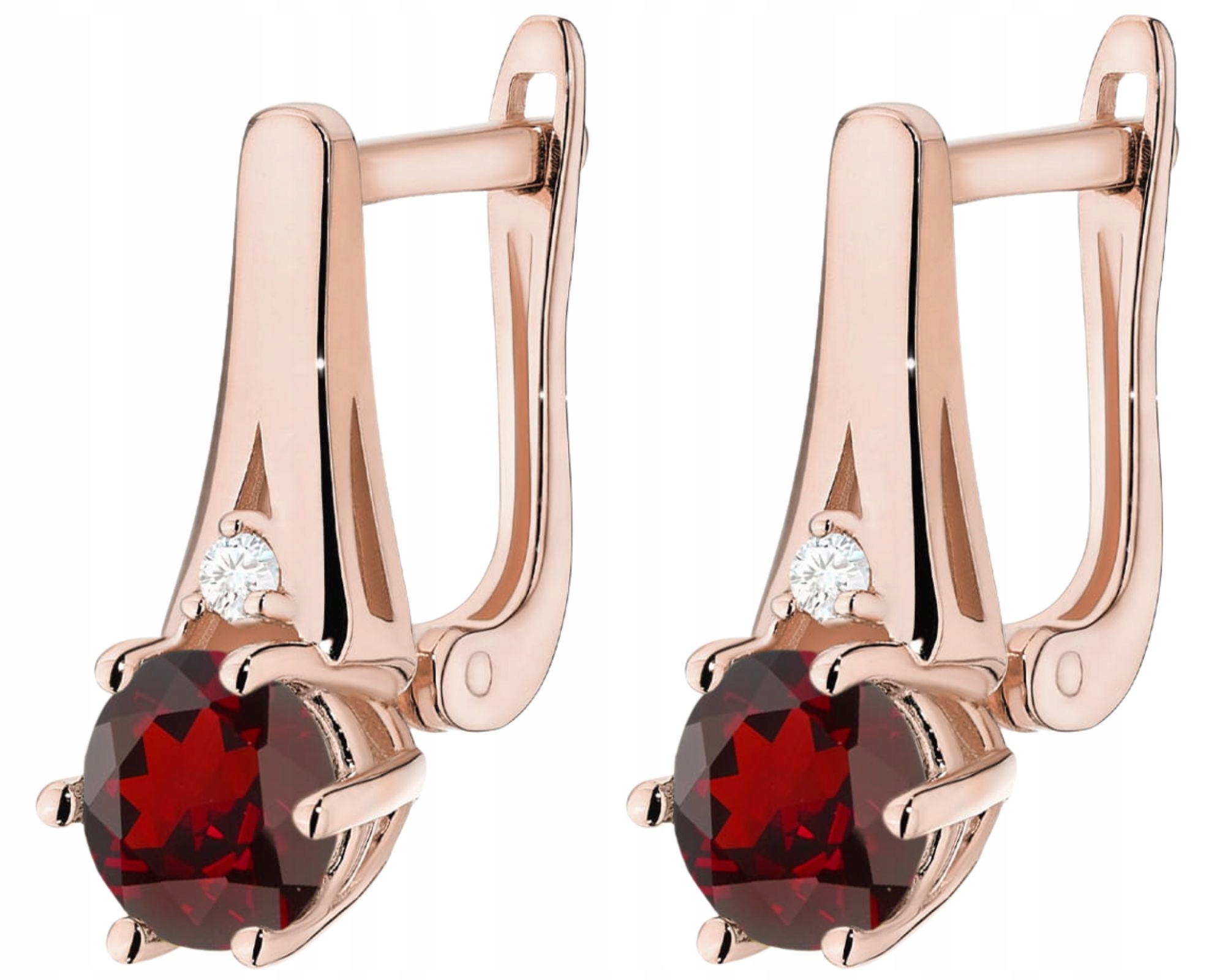Růžové Zlato Náušnice S Granáty Brilianty Zlato 585 14 Jako Dárek