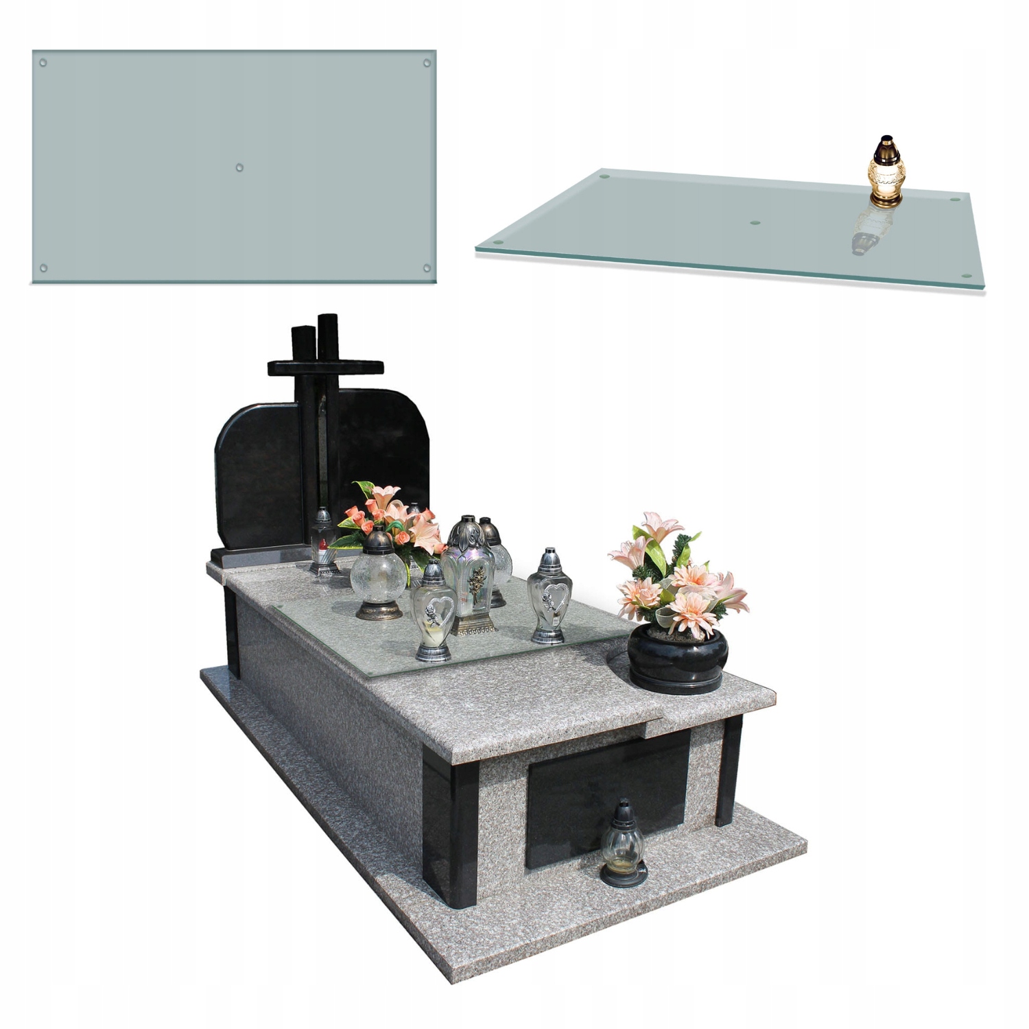 Podstavec do hřbitovních svíček na květiny Skleněný Tvrzený 90x52 cm na Hřbitov
