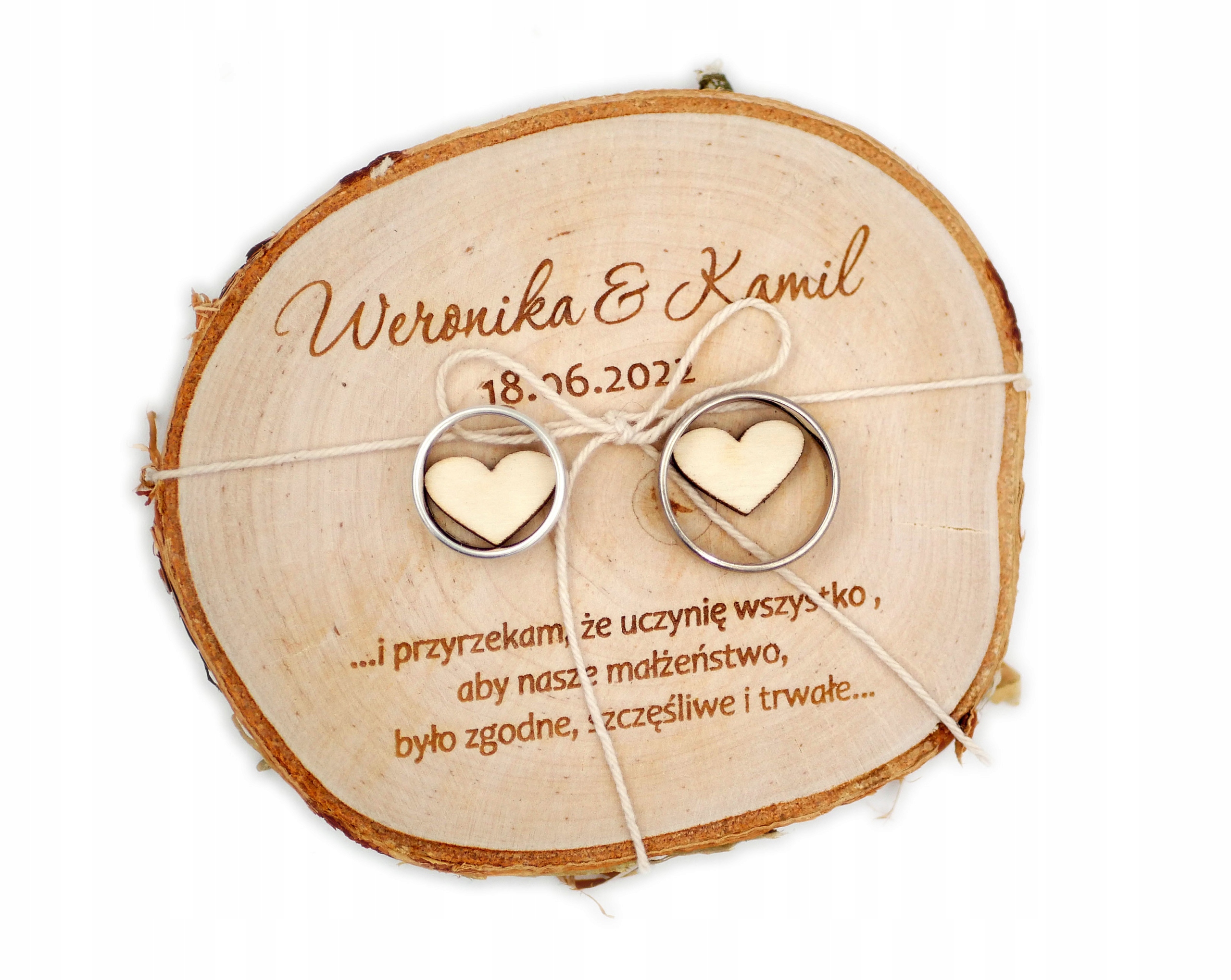 PODKŁADKA NA OBRĄCZKI ŚLUB RUSTYKALNIE GRAWER