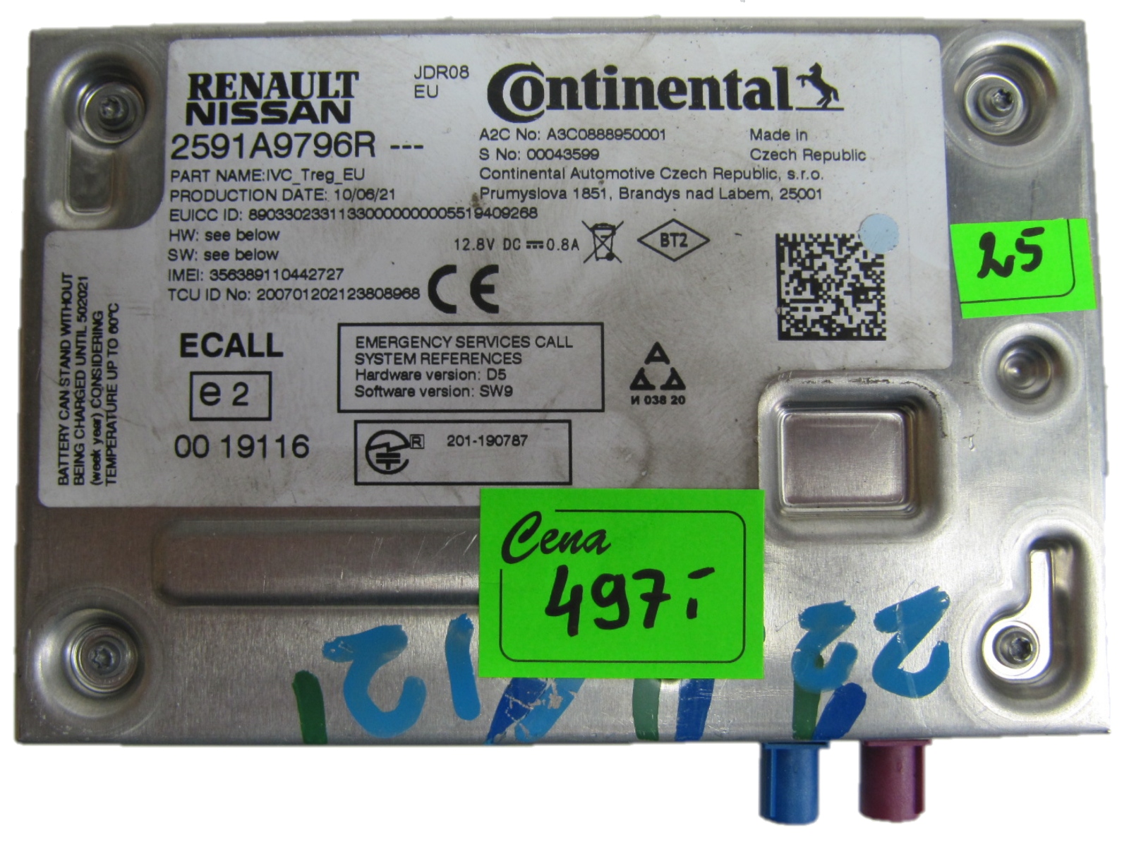 DACIA RENAULT MODUŁ STEROWNIK RADIA 2591A9796R