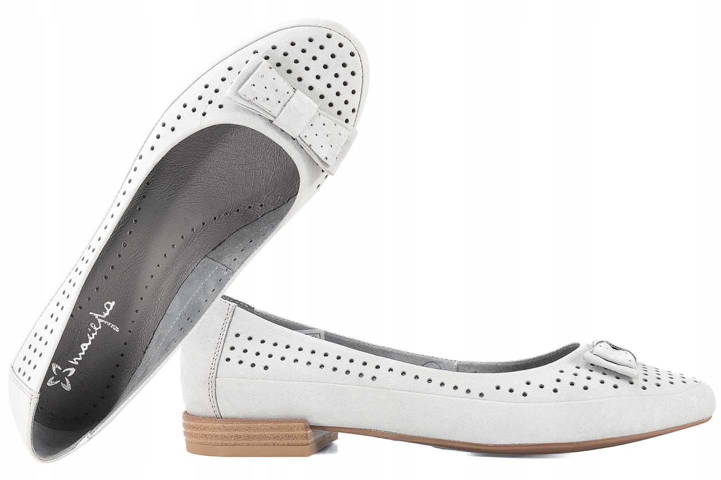 Maciejka 02946-03 Kožené Balerínky Dámské Polobotky Balerínky Nubuk popel