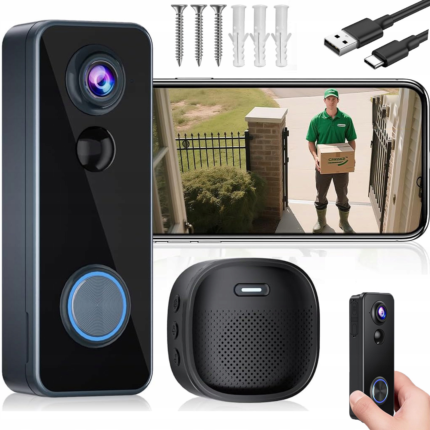 Wifi Videotelefon Fhd Bezdrátový Zvonek S Smart Kamerou Pro Vzdálený Náhled