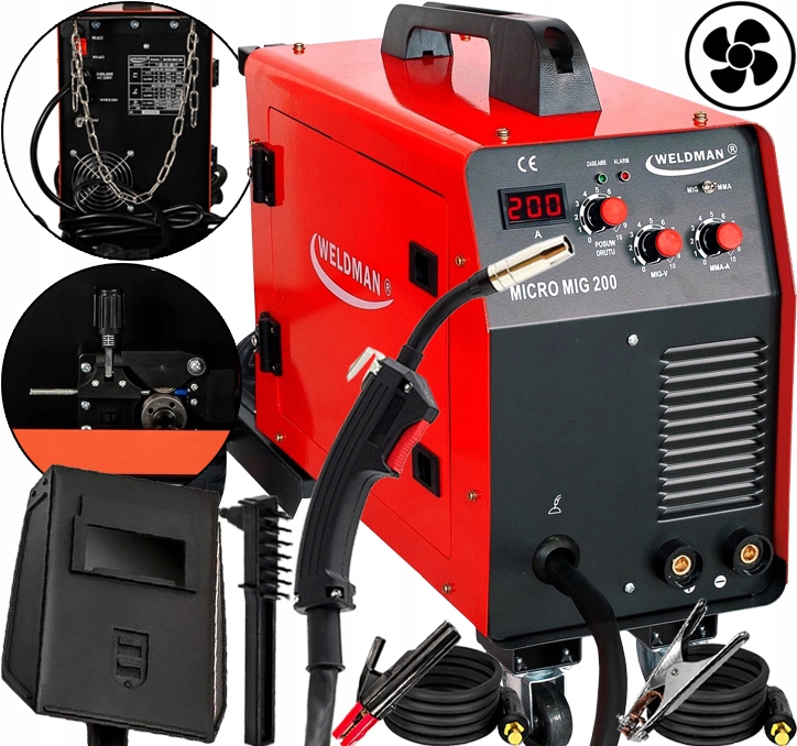 Spawarka Inwertorowa Migomat Półautomat Weldman Micro Mig 200 230V 200A Mma