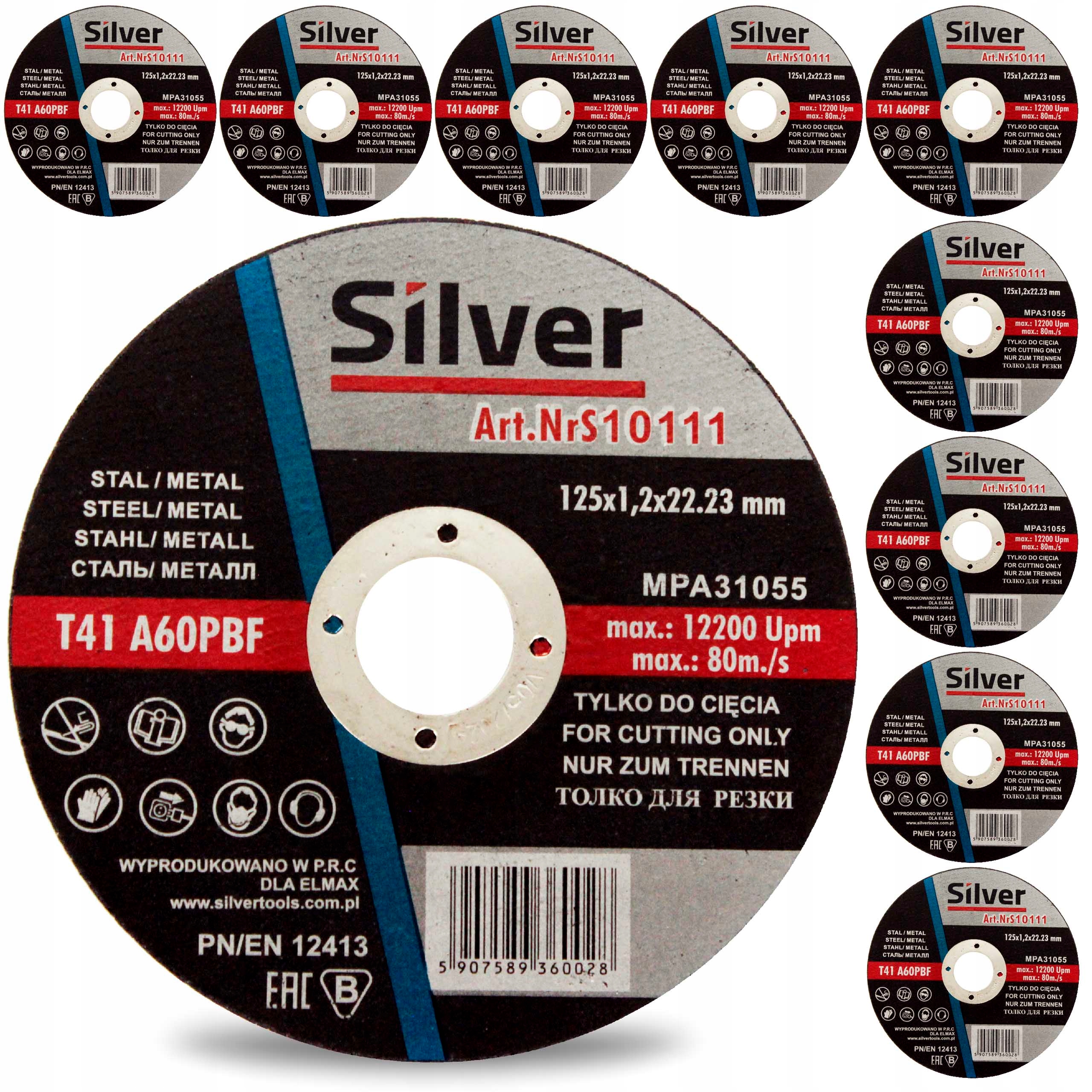 TARCZA DO CIĘCIA METALU 125 x 1,2 SILVER 10 szt