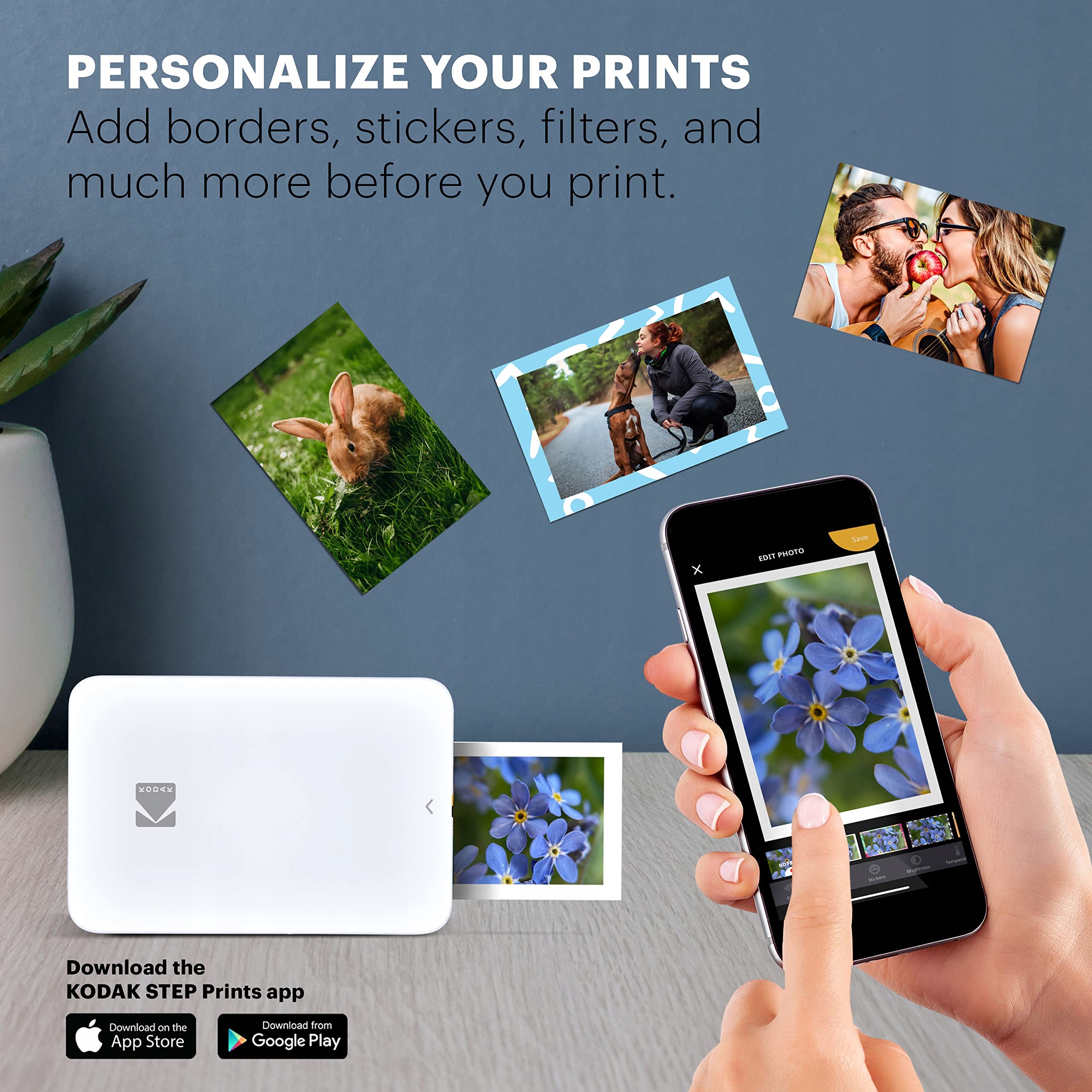 KODAK Step Slim Mobilny Drukarka Zdjęć Zink 2x3 Bluetooth iOS Android Biały — miniatura 4