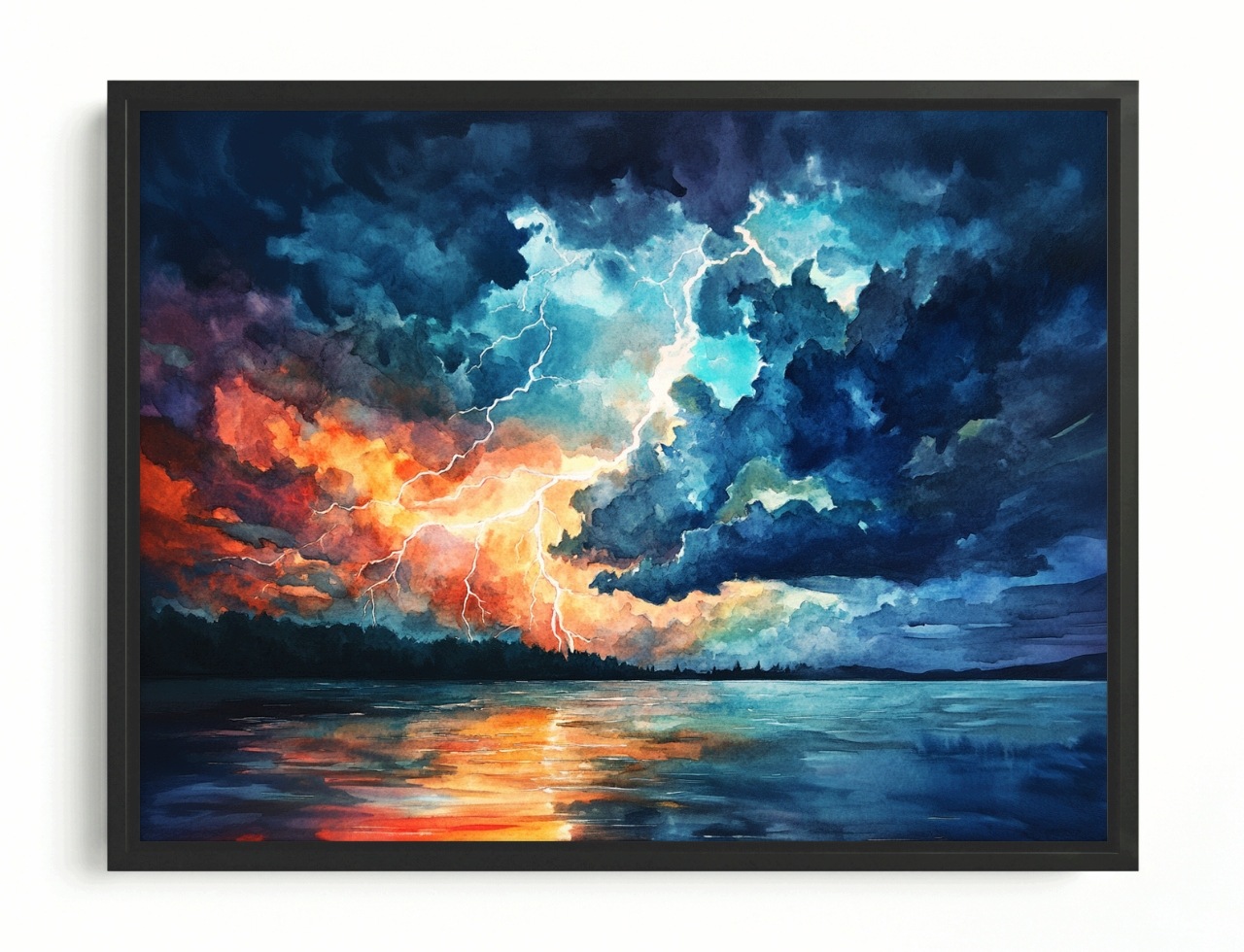 Obraz Rám American Box Krajina Jazero Rieka Voda Obloha Búrka Piorun 80x60