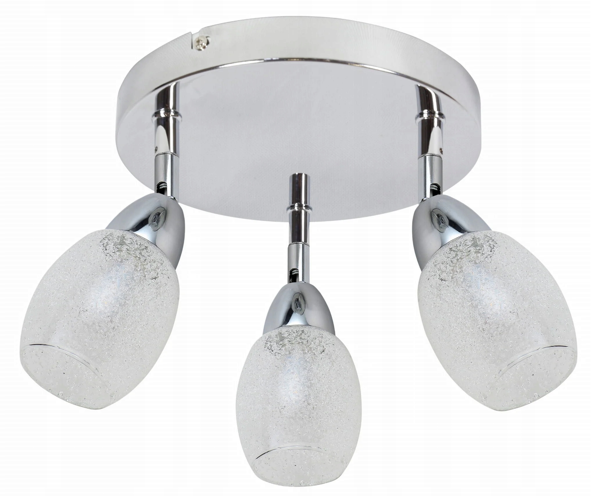 Led stropná lampa chrómová, sklenená, 3 reflektory 3000K okrúhla Candellux