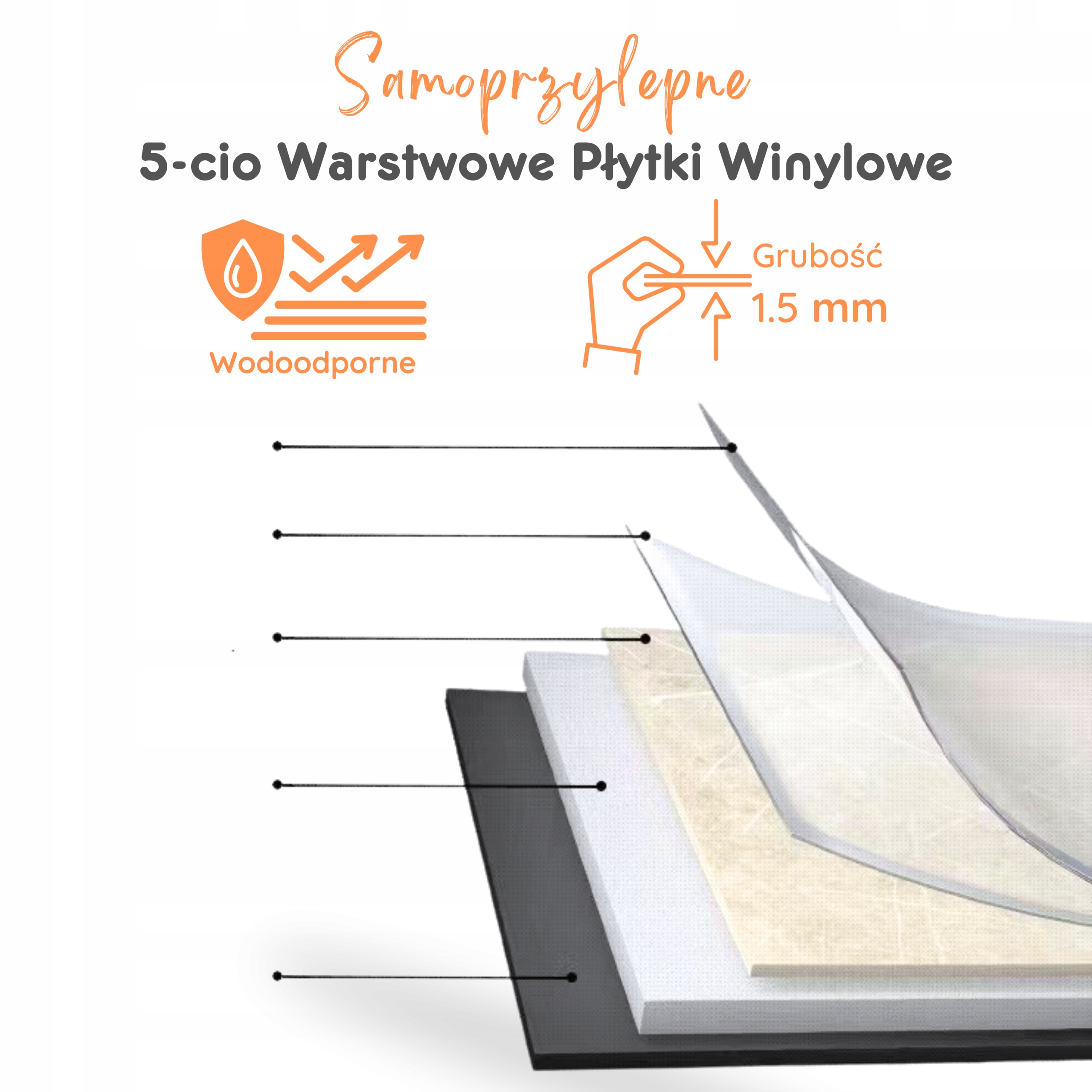 Panele Winylowe SZARY Dąb 5 m² BoHome Samoprzylepne Deski Podłogowe Drew 3D Grubość całkowita 1.5 mm