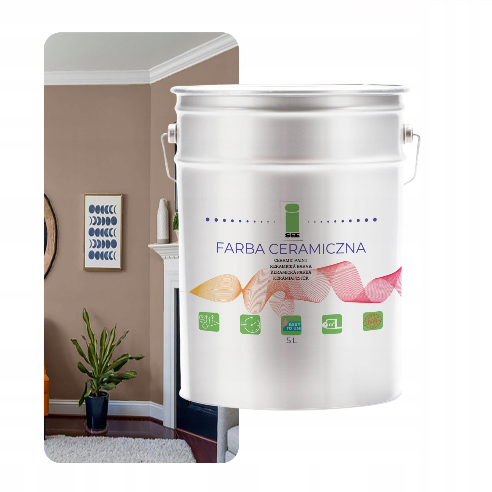 Umývateľná Keramická Farba Na Steny Hnedá Svetlá Káva S Mliekom 5 L Bez Zápachu