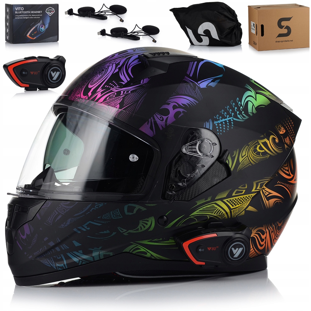 Motocyklová Prilba Ska-p 3MHA Rainbow Mat Systém Pinlock Blenda Interkom