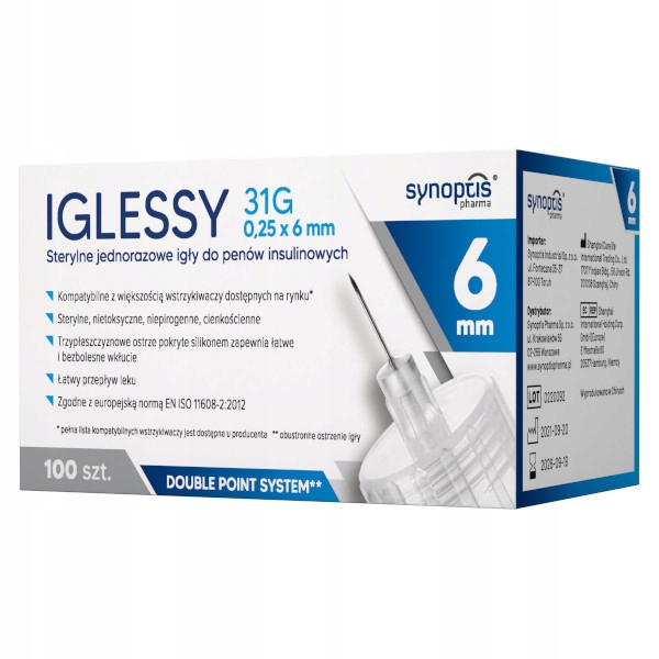 

31G 6 mm Iglessy sterylne igły do penów 100 sztuk