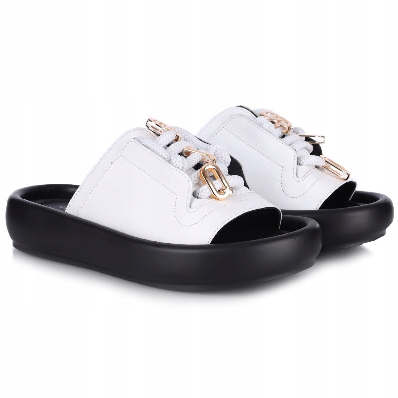 Nazouváky pantofle Bombonella 10T 069.MT15 Byz D T Syh bílá Kůže VEL.40