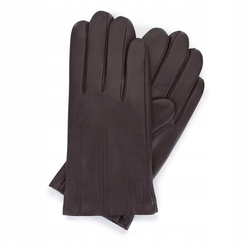 Pánské kožené zateplené rukavice Wittchen 44-6-457-B XL, Tmavě Hnědá