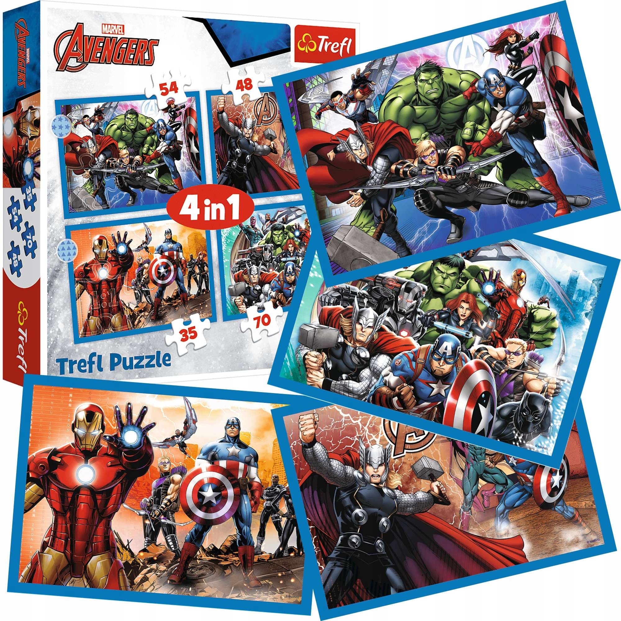 

Trefl Zestaw Puzzle 4W1 Marvel Odważni Avengersi