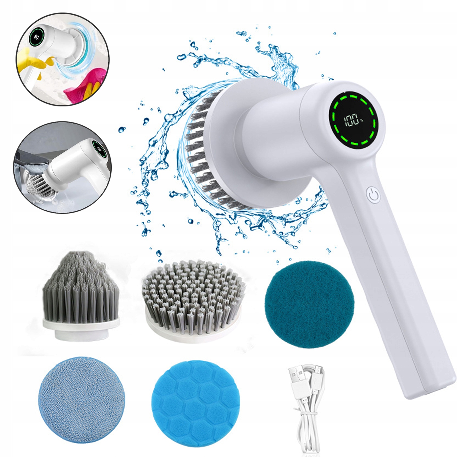 Levně Elektrický Čisticí Kartáč Domácí Nářadí Voděodolný Přenosný S Mnoha Doplňky
