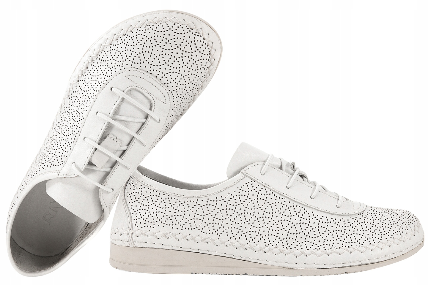 Ravini 911853ZN Barefoot Ažurové Dámské Kožené Polobotky Casual bílé 36
