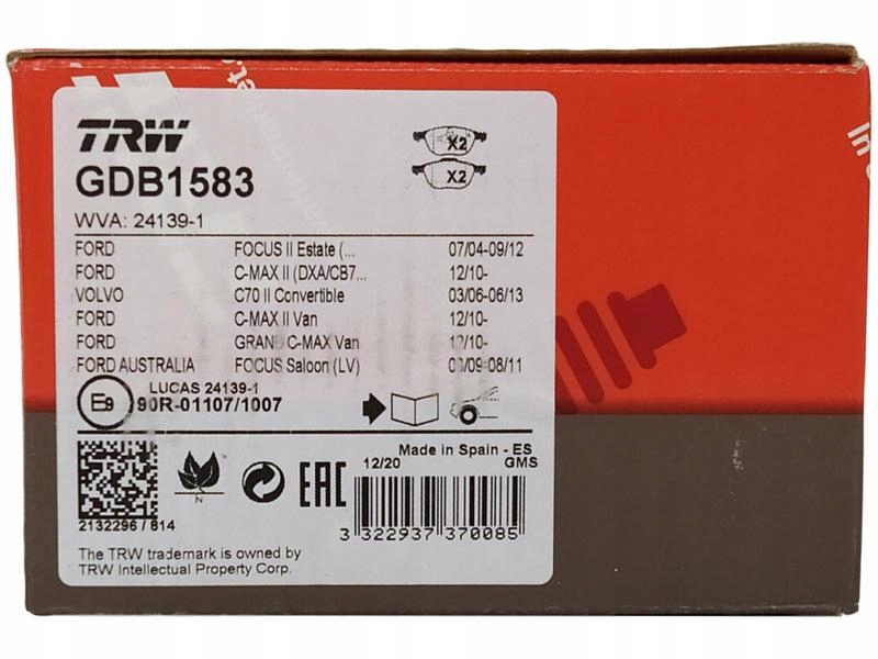 TRW TARCZE+KLOCKI PRZÓD FORD KUGA 300MM Numer katalogowy części LUC DF4424