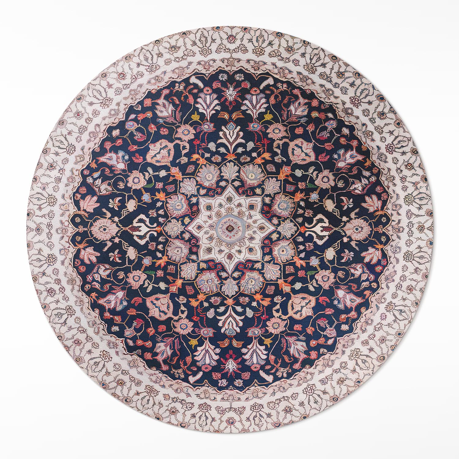 Okrúhly koberec Vinyl fi 140 cm Vintage s ozdobným vzorom mandala v starom štýle