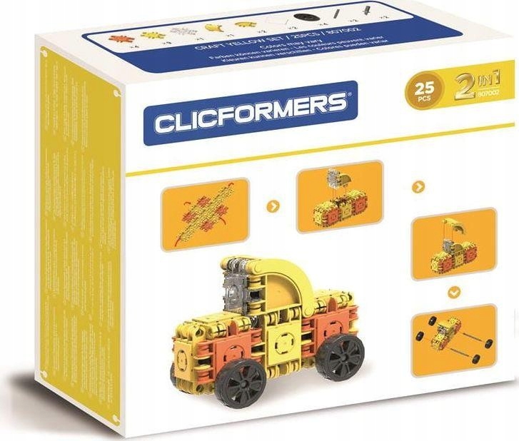 

Klocki konstrukcyjne Clic 2w1 25el. Craft żółte