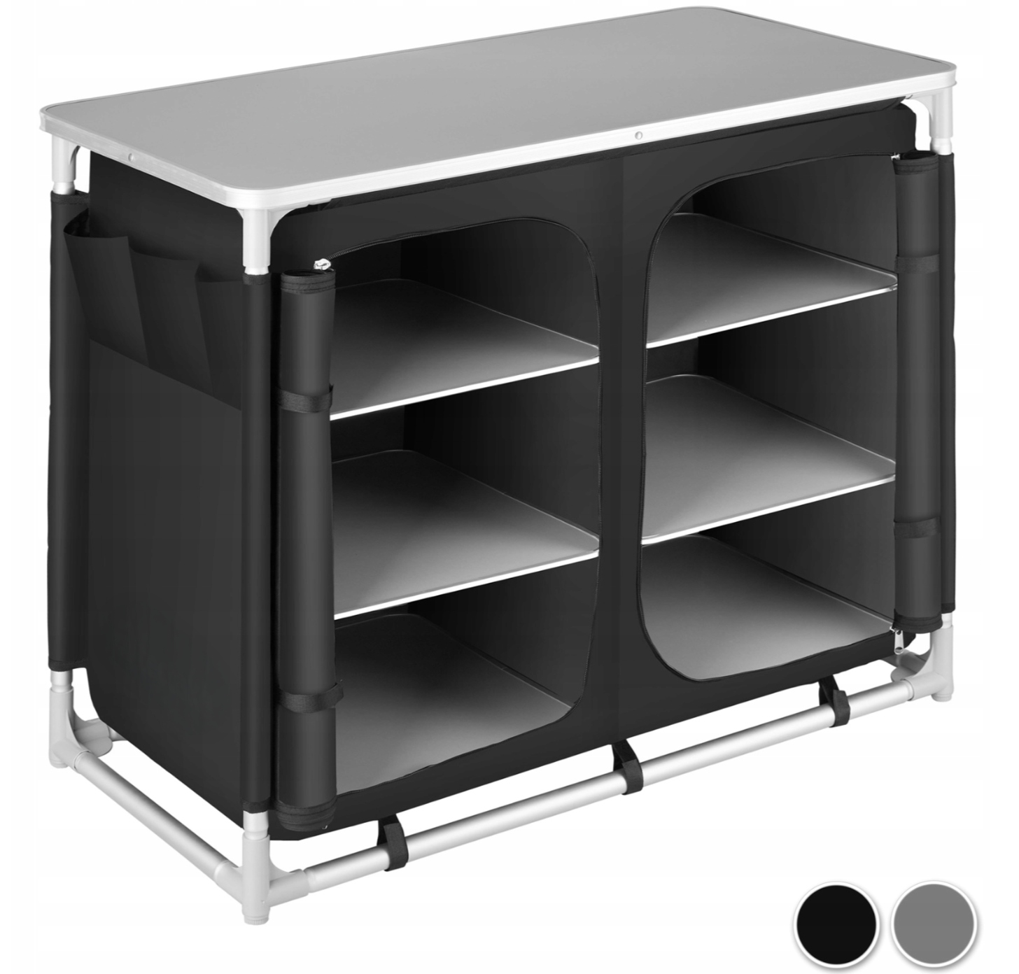 Szafka turystyczna wolnostojąca czarna 4 komory z kieszeniami bocznymi