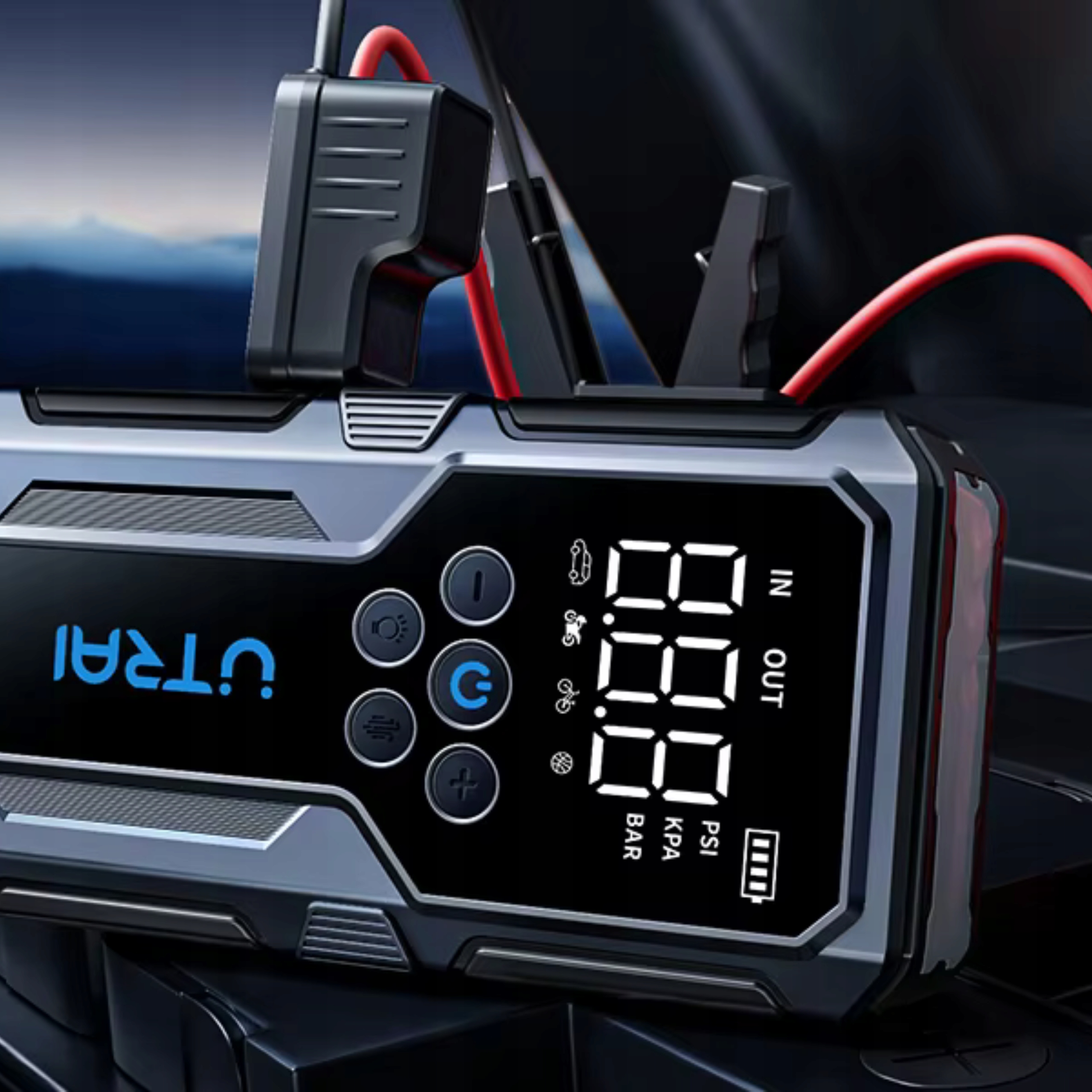 UTRAI Powerbank 4500A Kompresor 150PSI Latarka 18W Szybkie Ładowanie — miniatura 14