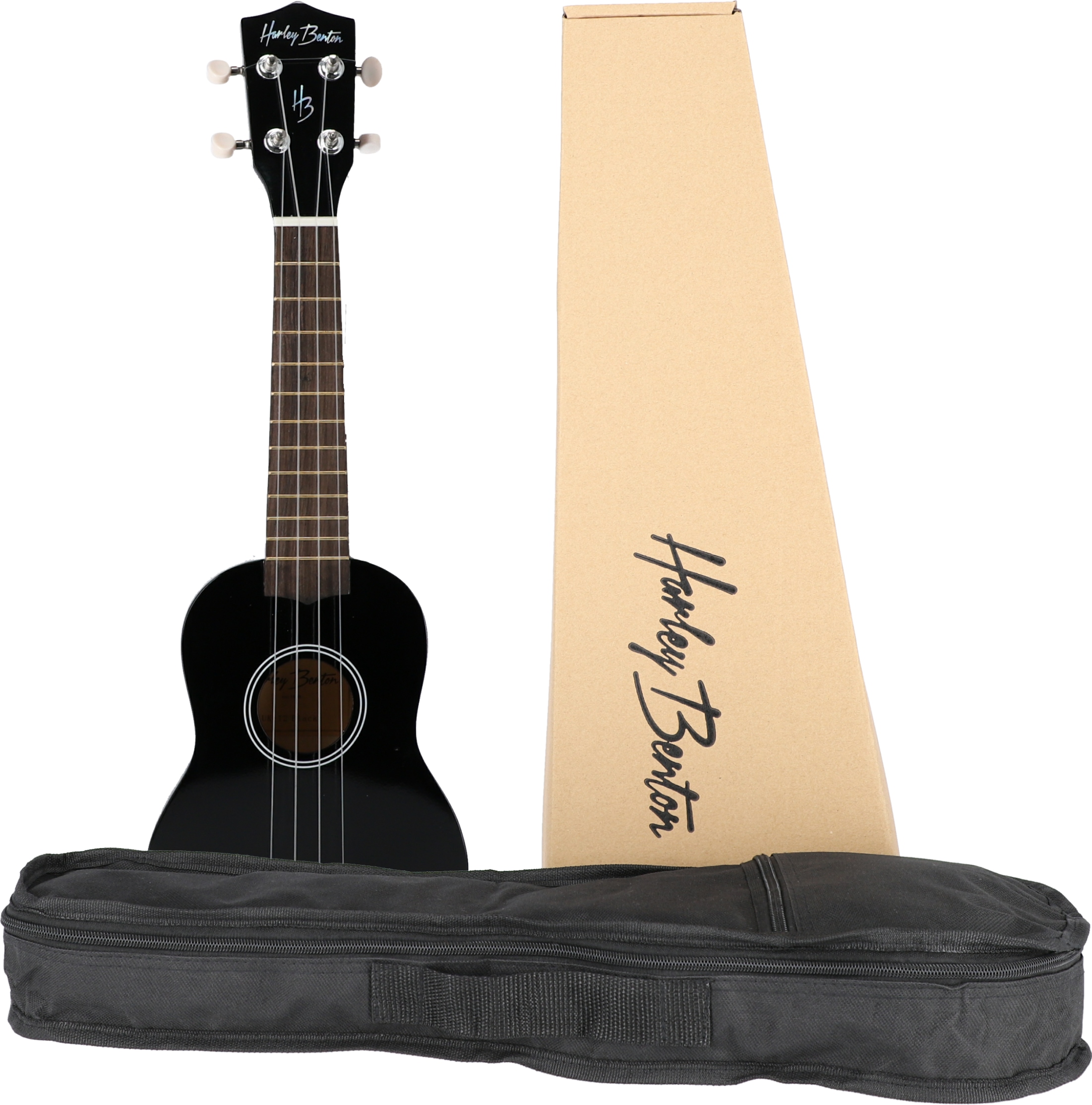 Sopránové dřevěné lesklé ukulele UK-12 černé s obalem Set