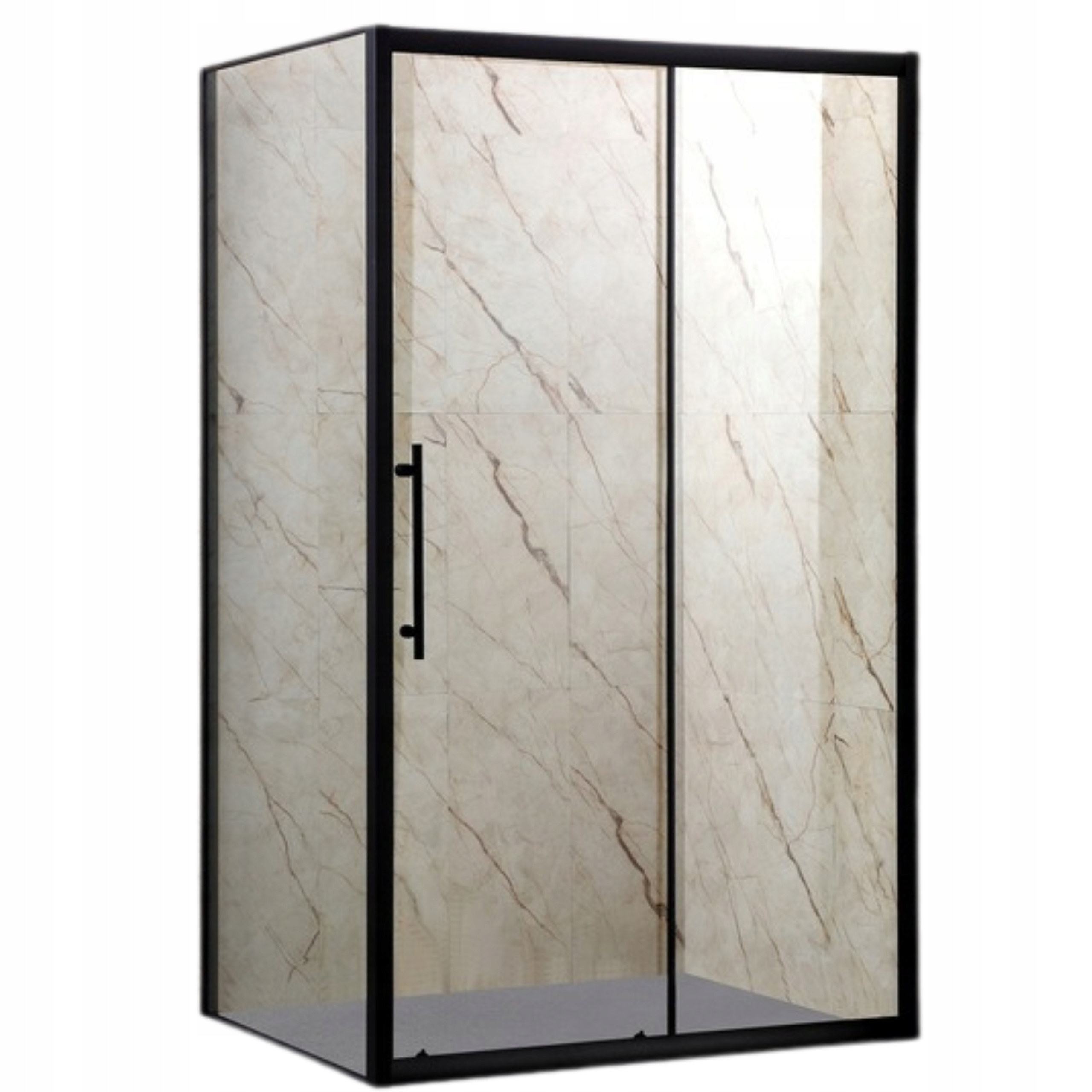 Kabina Prysznicowa 100 x 80 x 190 cm Czarna Loft Rozsuwana Grube Szkło 6 mm