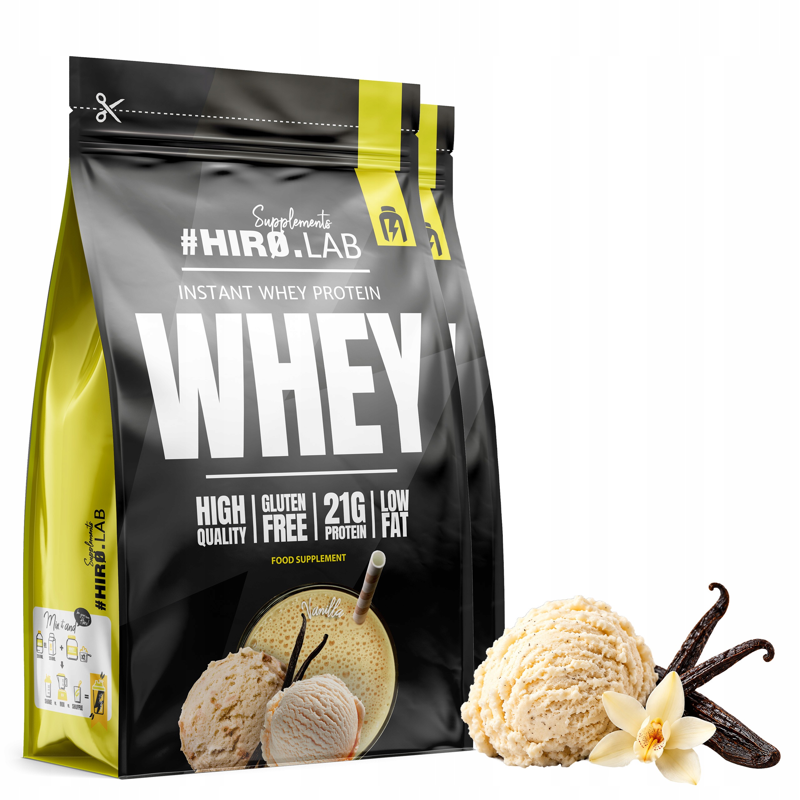 2x Hiro.Lab Instant Whey Protein 750 g Protein Wpc syrovátkový