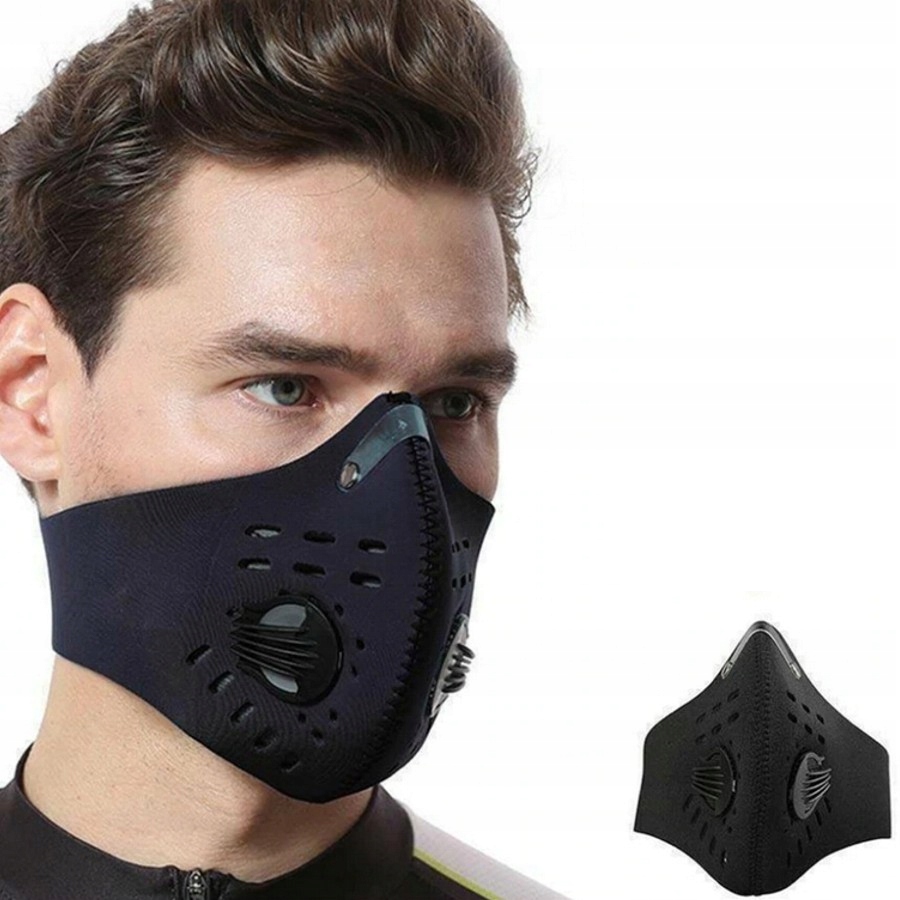 MASKA ANTYSMOGOWA SPORTOWA PRZECIWPYŁOWA + FILTRY HEPA PM2,5 CE PREMIUM