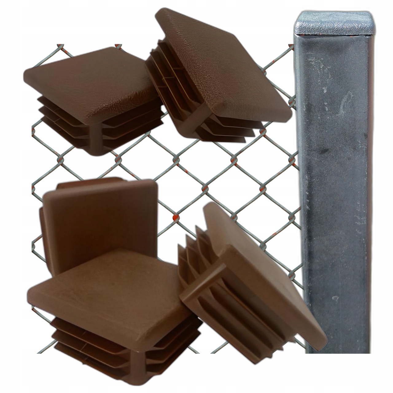 Vnitřní krytka na profil sloupku stříška 60x60 100 Ks Hnědá