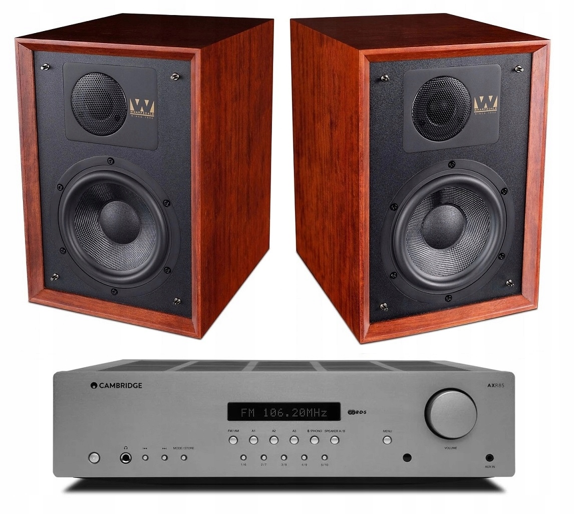 Wharfedale Denton Mahagony Cambridge Audio AXR85