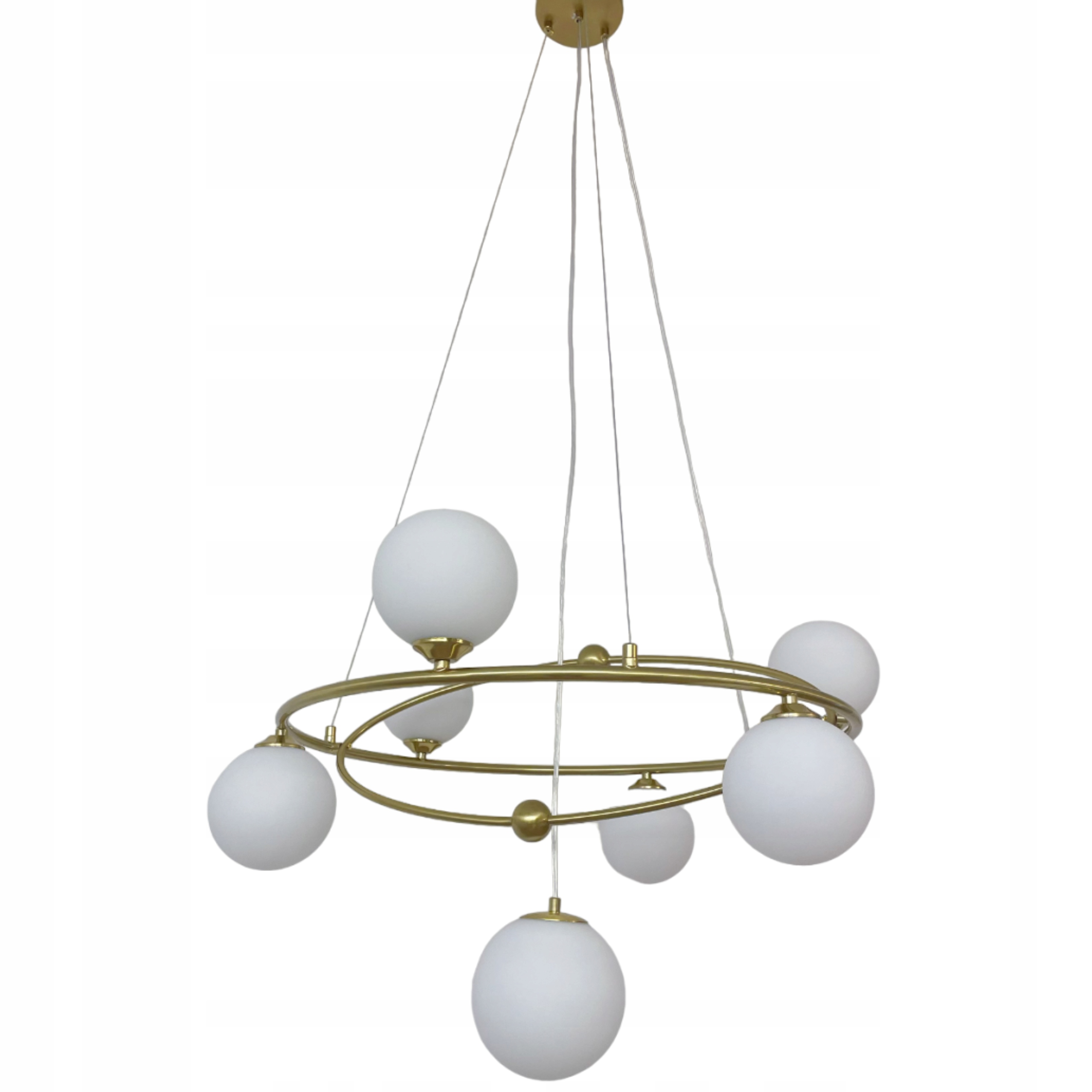 Závesná Stropná Lampa Luster Kule Zlatá Moderná Mliečna Led