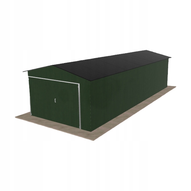 Plechová garáž 3.5 x 9 m jednopolohová, dvouspádová, zelená