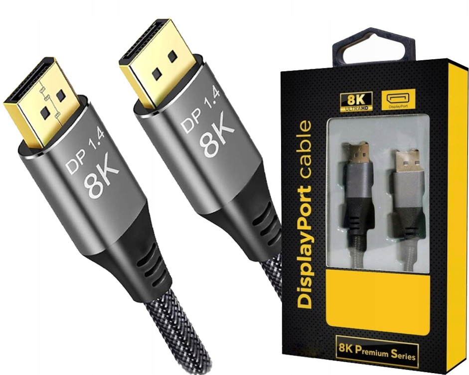 Kabel DisplayPort 1.4 Przewód do monitora DP 4K 240Hz DSC FREESYNC GSYNC